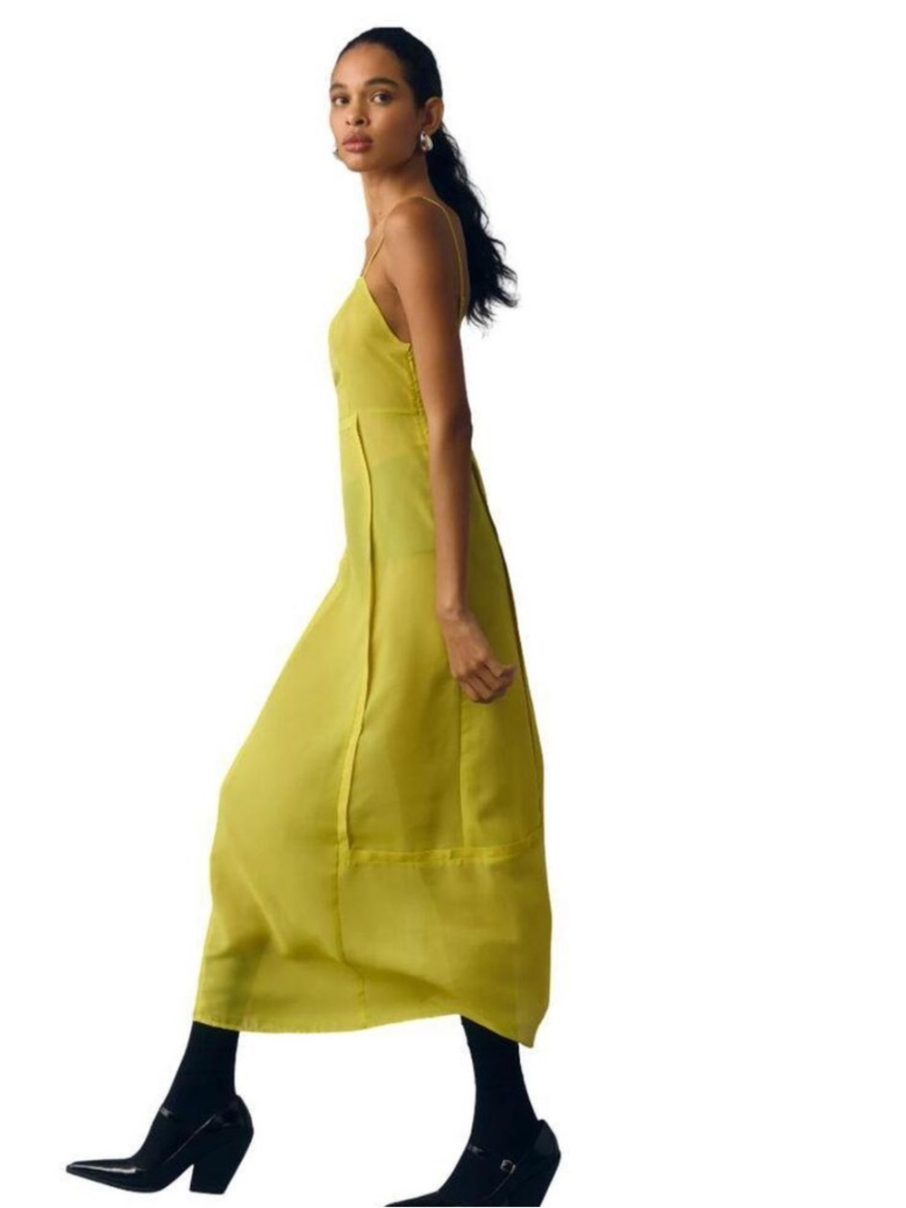 Anthropologie Bright Neon Yellow Slip Maxi Dress - Picture 2 of 9
